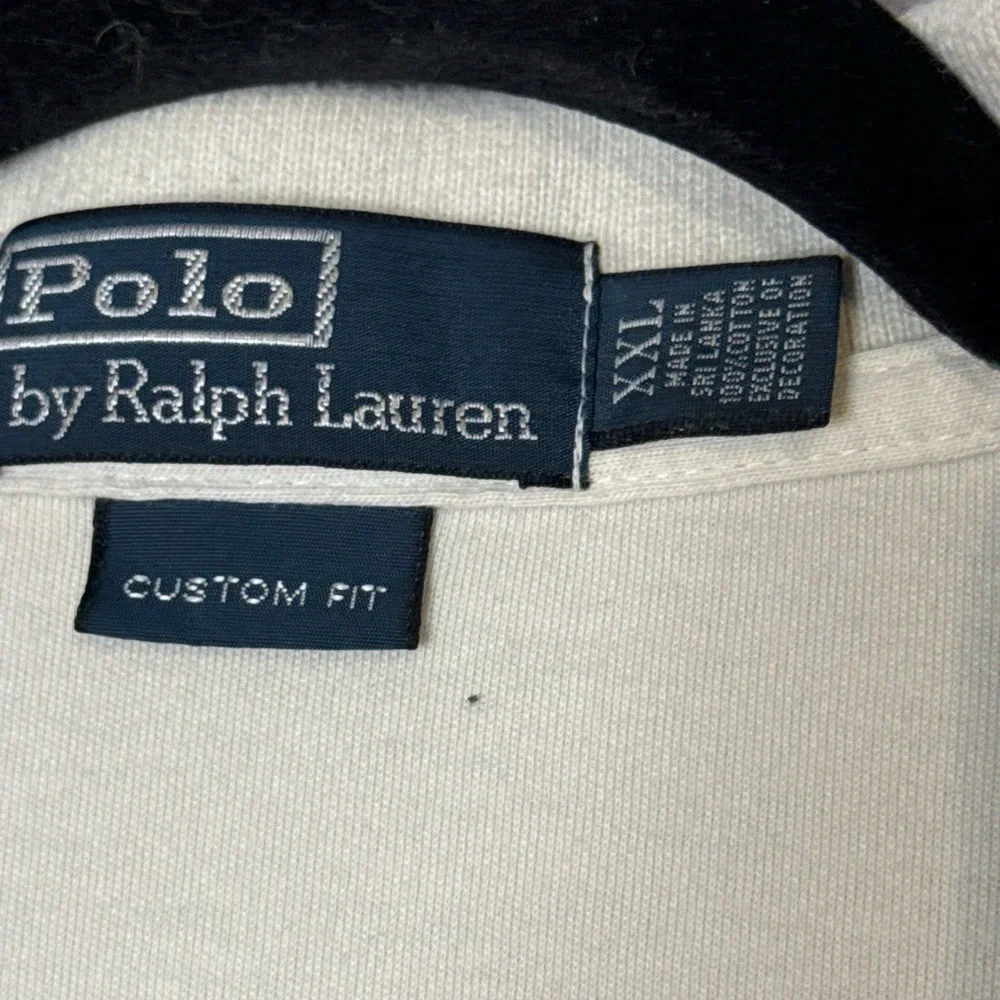 Vintage Polo by Ralph Lauren Custom‎ Fit Mens Plus Size XXL Off White Green Pony
